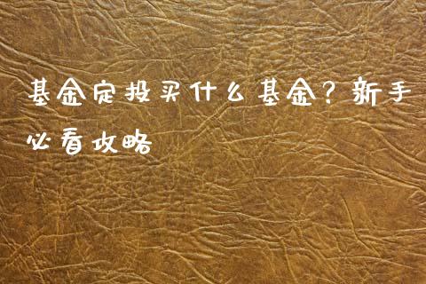 基金定投买什么基金？新手必看攻略_https://wap.15771688.com_原油期货直播室_第1张