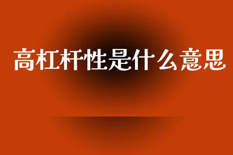 高杠杆性是什么意思_https://wap.15771688.com_原油期货直播室_第1张
