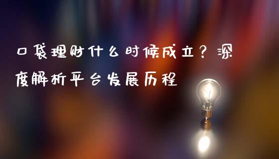 口袋理财什么时候成立？深度解析平台发展历程_https://wap.15771688.com_道指期货_第1张