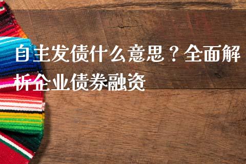 自主发债什么意思？全面解析企业债券融资_https://wap.15771688.com_原油期货直播室_第1张