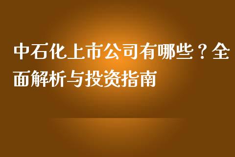 中石化上市公司有哪些？全面解析与投资指南_https://wap.15771688.com_道指期货_第1张