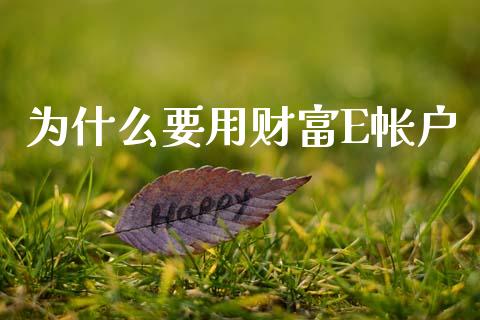 为什么要用财富E帐户_https://wap.15771688.com_原油期货直播室_第1张
