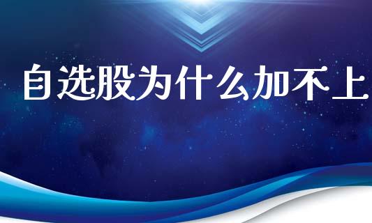 自选股为什么加不上_https://wap.15771688.com_道指期货_第1张