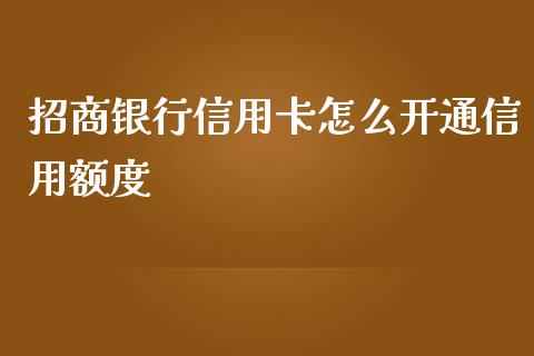 招商银行信用卡怎么开通信用额度_https://wap.15771688.com_国际期货_第1张