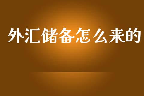 外汇储备怎么来的_https://wap.15771688.com_道指期货_第1张