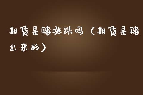 期货是赌涨跌吗（期货是赌出来的）_https://wap.15771688.com_期货手续费一览表_第1张