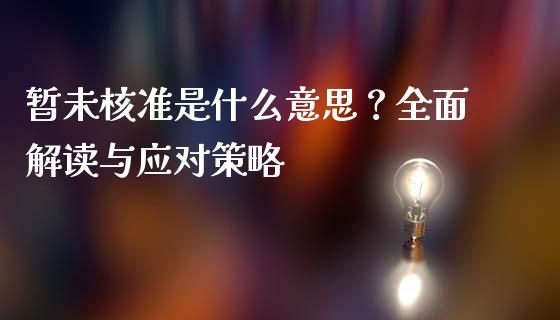 暂未核准是什么意思？全面解读与应对策略_https://wap.15771688.com_期货手续费一览表_第1张