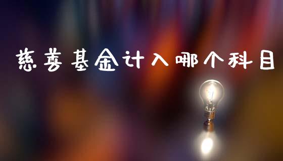 慈善基金计入哪个科目_https://wap.15771688.com_国际期货_第1张