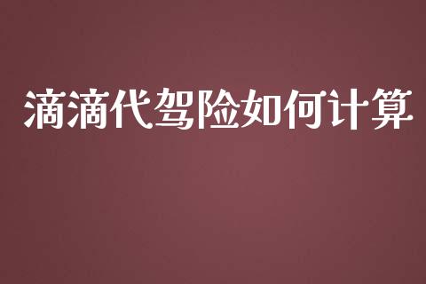 滴滴代驾险如何计算_https://wap.15771688.com_道指期货_第1张
