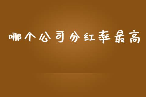 哪个公司分红率最高_https://wap.15771688.com_道指期货_第1张