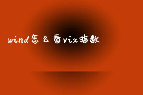 wind怎么看vix指数_https://wap.15771688.com_道指期货_第1张