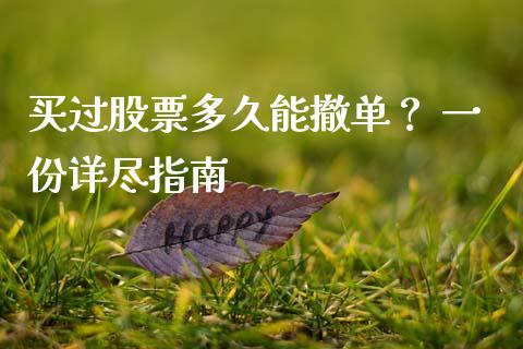 买过股票多久能撤单？ 一份详尽指南_https://wap.15771688.com_国际期货_第1张