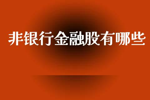 非银行金融股有哪些_https://wap.15771688.com_道指期货_第1张