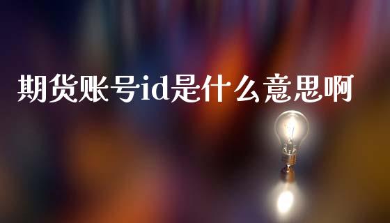 期货账号id是什么意思啊_https://wap.15771688.com_期货手续费一览表_第1张