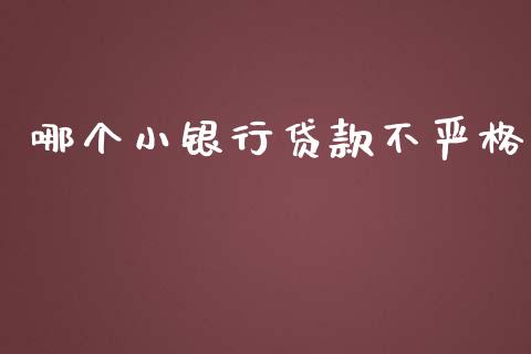 哪个小银行贷款不严格_https://wap.15771688.com_道指期货_第1张