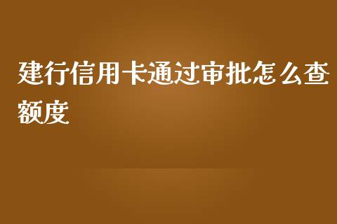建行信用卡通过审批怎么查额度_https://wap.15771688.com_原油期货直播室_第1张