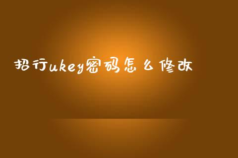 招行ukey密码怎么修改_https://wap.15771688.com_道指期货_第1张