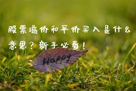 股票溢价和平价买入是什么意思？新手必看！_https://wap.15771688.com_道指期货_第1张