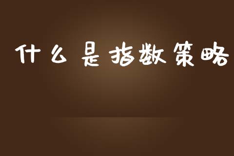 什么是指数策略_https://wap.15771688.com_原油期货直播室_第1张