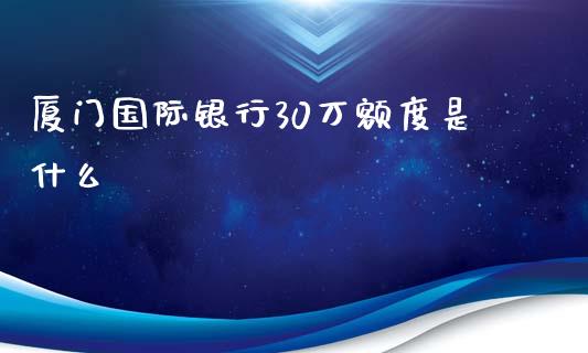 厦门国际银行30万额度是什么_https://wap.15771688.com_道指期货_第1张