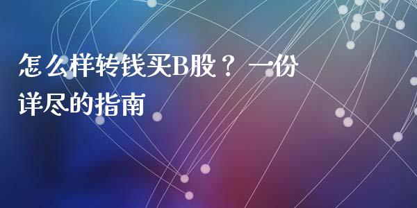 怎么样转钱买B股？ 一份详尽的指南_https://wap.15771688.com_期货手续费一览表_第1张