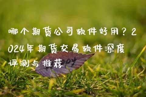 哪个期货公司软件好用？2024年期货交易软件深度评测与推荐_https://wap.15771688.com_原油期货直播室_第1张
