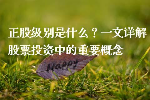 正股级别是什么？一文详解股票投资中的重要概念_https://wap.15771688.com_原油期货直播室_第1张