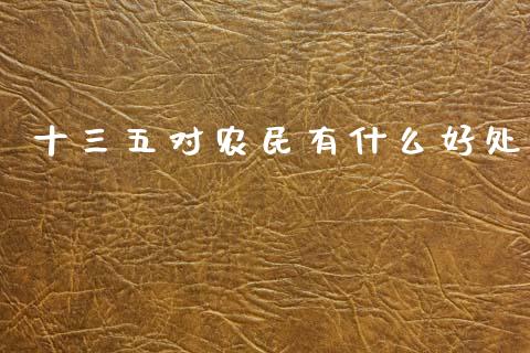 十三五对农民有什么好处_https://wap.15771688.com_道指期货_第1张
