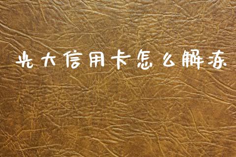 光大信用卡怎么解冻_https://wap.15771688.com_道指期货_第1张
