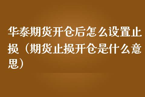 华泰期货开仓后怎么设置止损（期货止损开仓是什么意思）_https://wap.15771688.com_期货手续费一览表_第1张