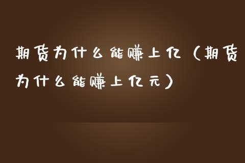期货为什么能赚上亿（期货为什么能赚上亿元）_https://wap.15771688.com_原油期货直播室_第1张