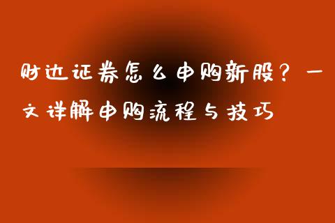 财达证券怎么申购新股？一文详解申购流程与技巧_https://wap.15771688.com_期货手续费一览表_第1张