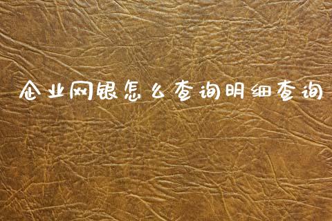 企业网银怎么查询明细查询_https://wap.15771688.com_原油期货直播室_第1张