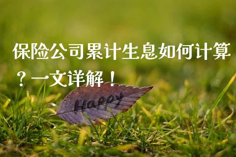 保险公司累计生息如何计算？一文详解！_https://wap.15771688.com_道指期货_第1张