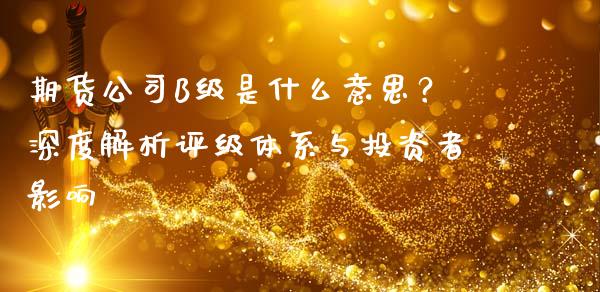 期货公司B级是什么意思？深度解析评级体系与投资者影响_https://wap.15771688.com_原油期货直播室_第1张