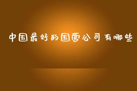 中国最好的国营公司有哪些_https://wap.15771688.com_期货手续费一览表_第1张