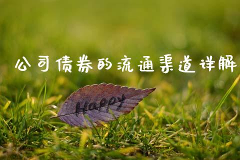 公司债券的流通渠道详解_https://wap.15771688.com_期货手续费一览表_第1张
