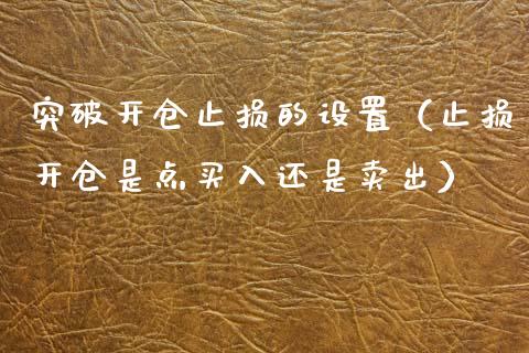 突破开仓止损的设置（止损开仓是点买入还是卖出）_https://wap.15771688.com_期货手续费一览表_第1张