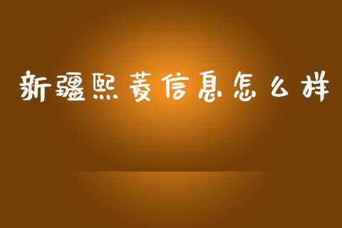 新疆熙菱信息怎么样_https://wap.15771688.com_道指期货_第1张