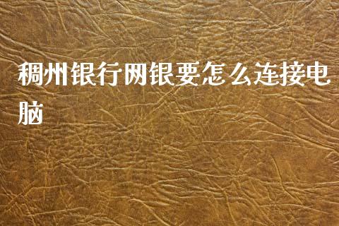 稠州银行网银要怎么连接电脑_https://wap.15771688.com_道指期货_第1张