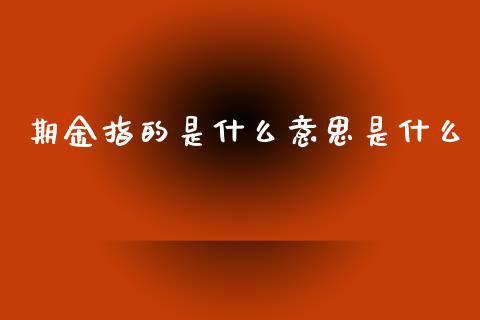 期金指的是什么意思是什么_https://wap.15771688.com_道指期货_第1张