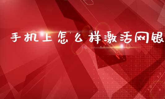 手机上怎么样激活网银_https://wap.15771688.com_道指期货_第1张