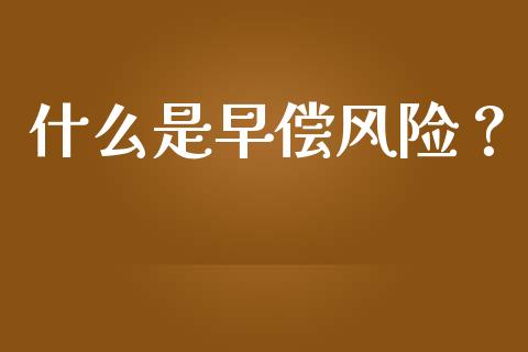 什么是早偿风险？_https://wap.15771688.com_原油期货直播室_第1张