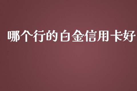 哪个行的白金信用卡好_https://wap.15771688.com_道指期货_第1张