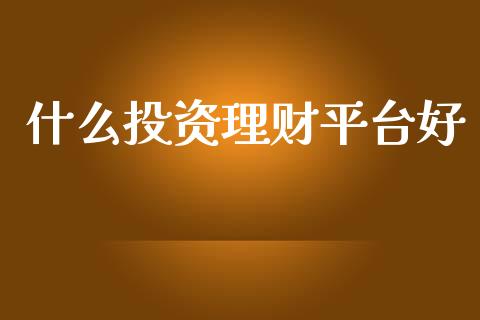 什么投资理财平台好_https://wap.15771688.com_国际期货_第1张