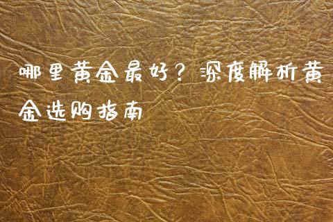 哪里黄金最好？深度解析黄金选购指南_https://wap.15771688.com_期货手续费一览表_第1张