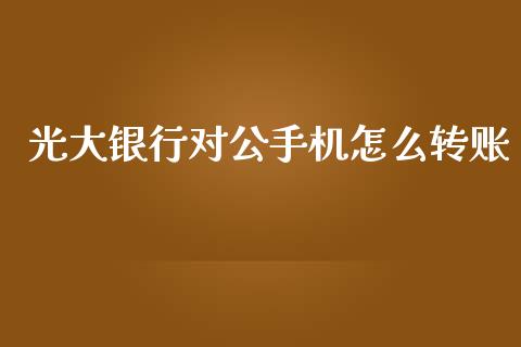 光大银行对公手机怎么转账_https://wap.15771688.com_原油期货直播室_第1张