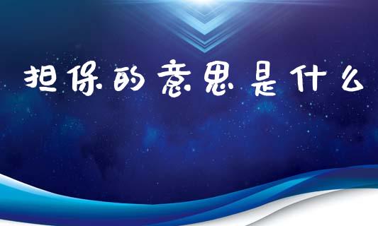 担保的意思是什么_https://wap.15771688.com_国际期货_第1张